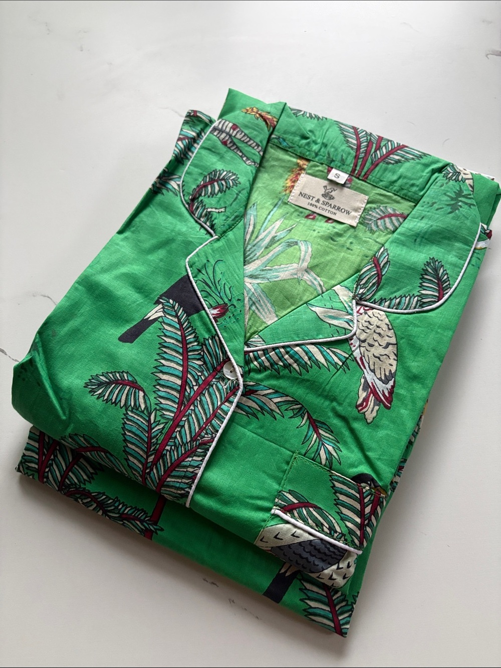 Nest & Sparrow Green Tropical Print Pajama set